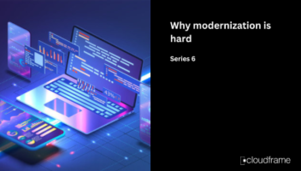 CloudFrame resources thumbnail featuring articles and insights on mainframe modernization