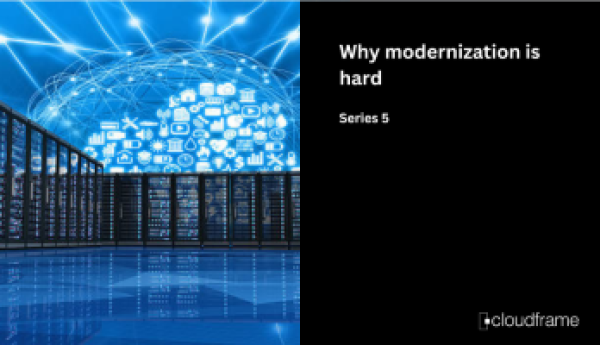 CloudFrame resources thumbnail featuring articles and insights on mainframe modernization